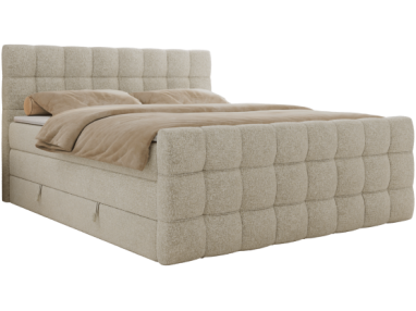 Łóżko kontynentalne - ALTIVO KING DUO - 200x200 - H4 - kremowy, struktura