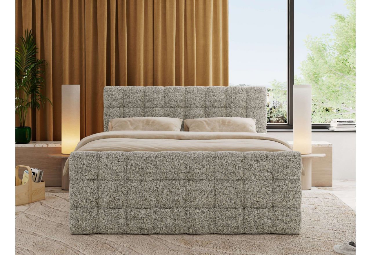 Łóżko kontynentalne - ALTIVO KING DUO - 140x200 - H3 - beżowy, struktura