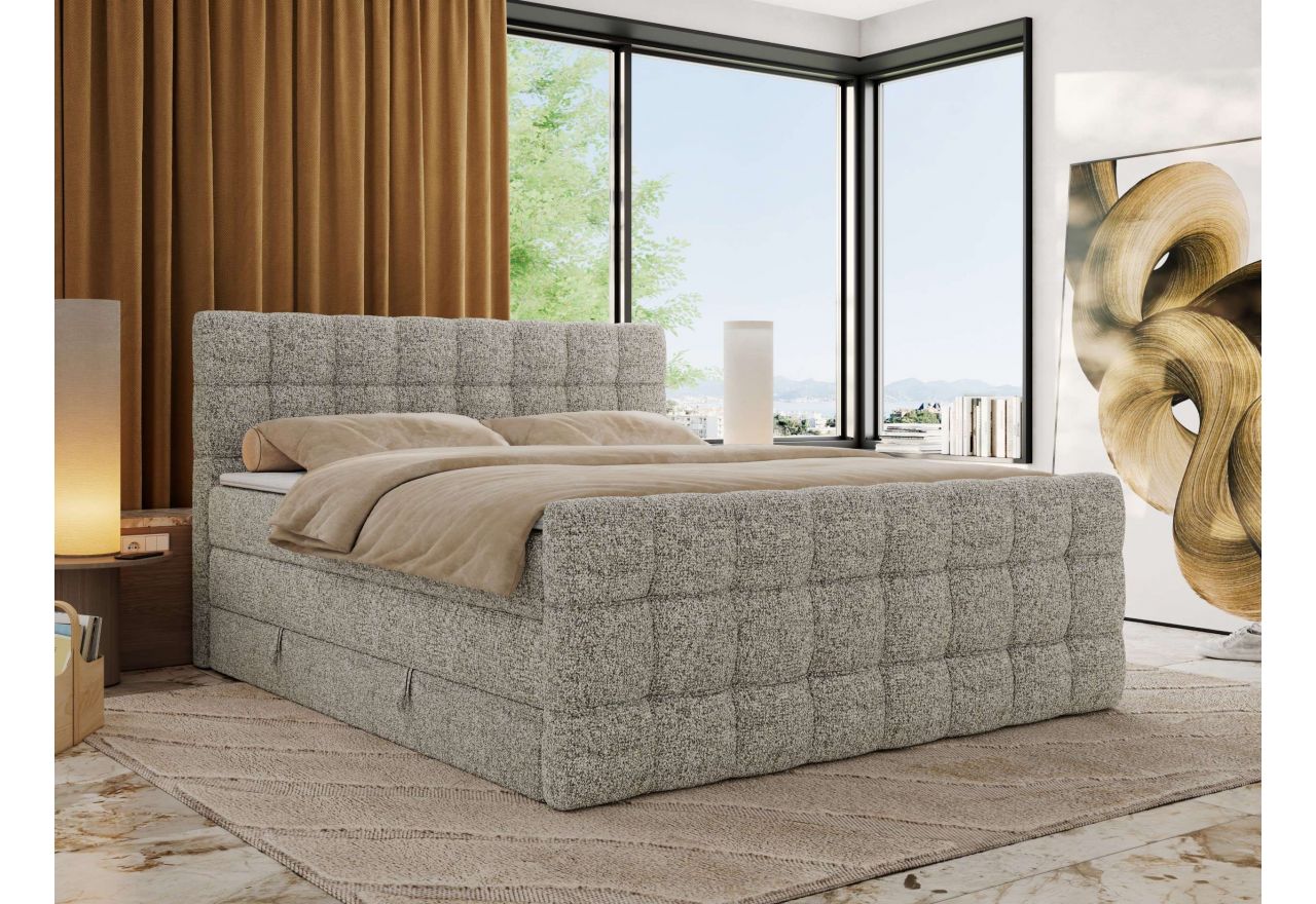 Łóżko kontynentalne - ALTIVO KING DUO - 120x200 - H4 - beżowy, struktura