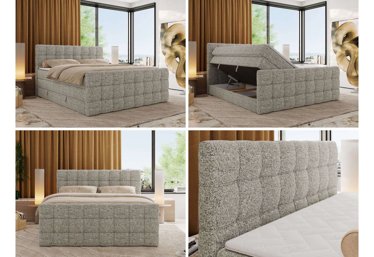 Łóżko kontynentalne - ALTIVO KING DUO - 160x200 - H4 - beżowy, struktura