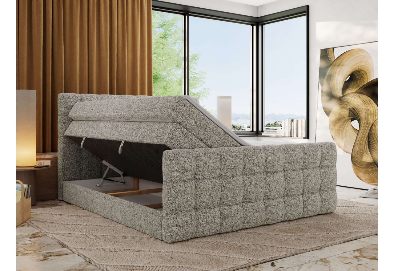 Łóżko kontynentalne - ALTIVO KING DUO - 180x200 - H4 - beżowy, struktura