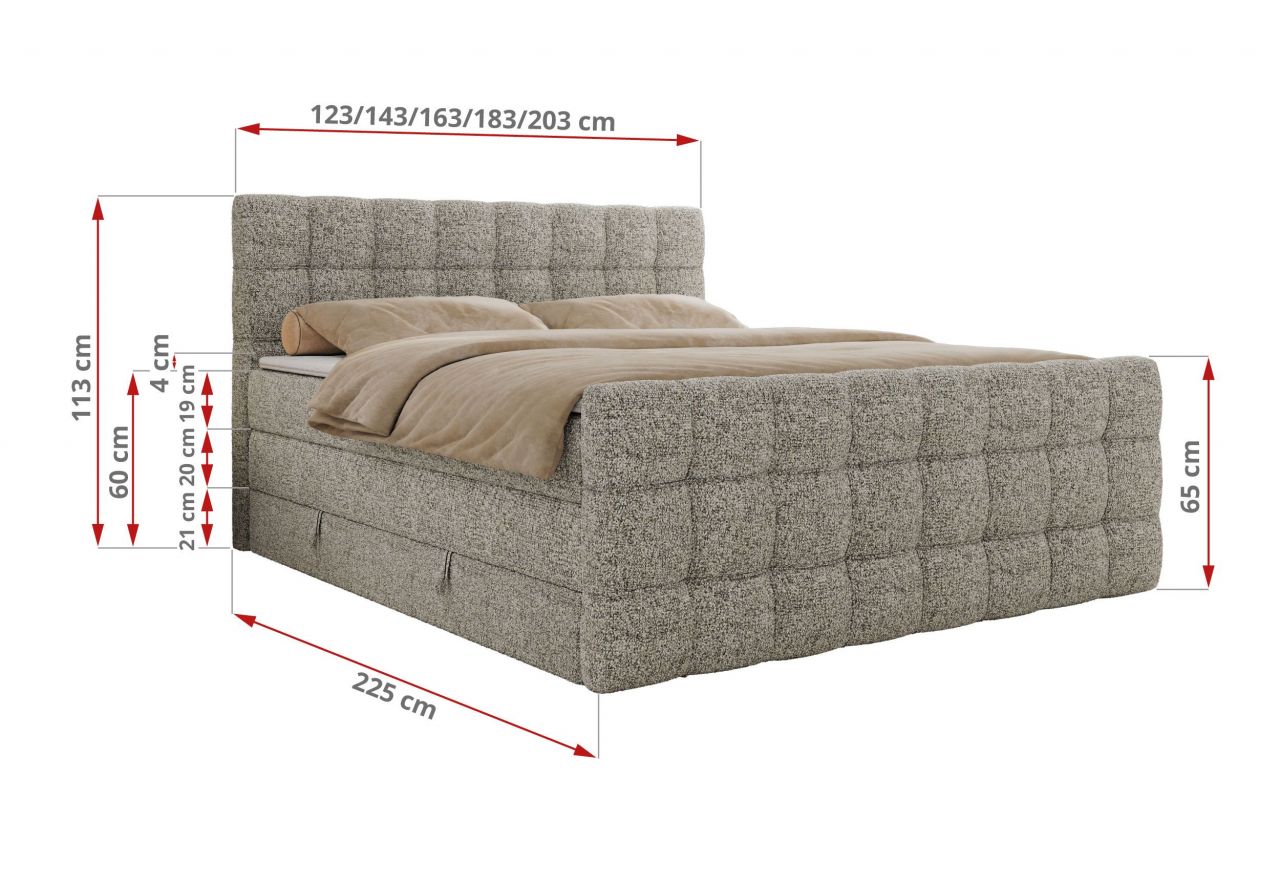 Łóżko kontynentalne - ALTIVO KING DUO - 200x200 - H4 - beżowy, struktura