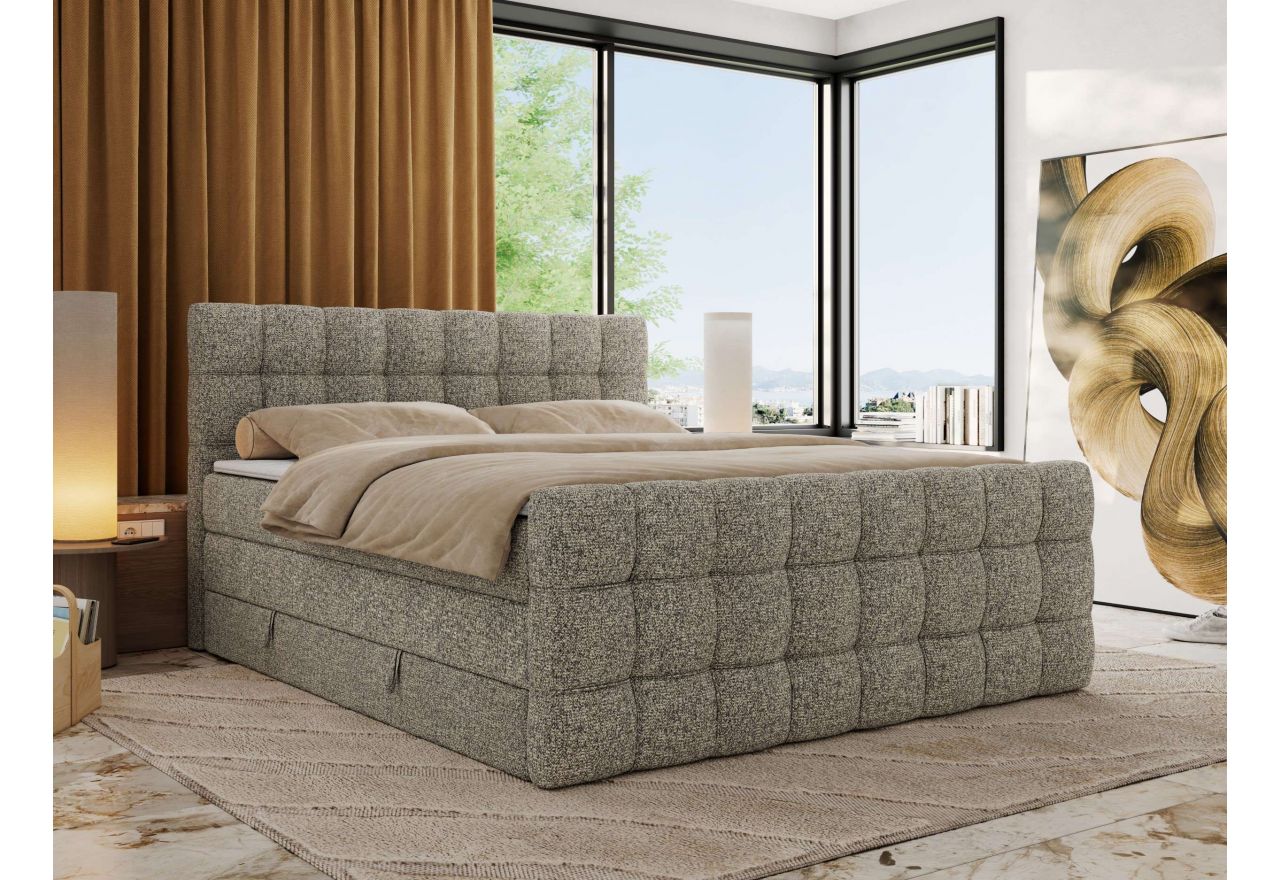 Łóżko kontynentalne - ALTIVO KING DUO - 120x200 - H3 - szary, struktura