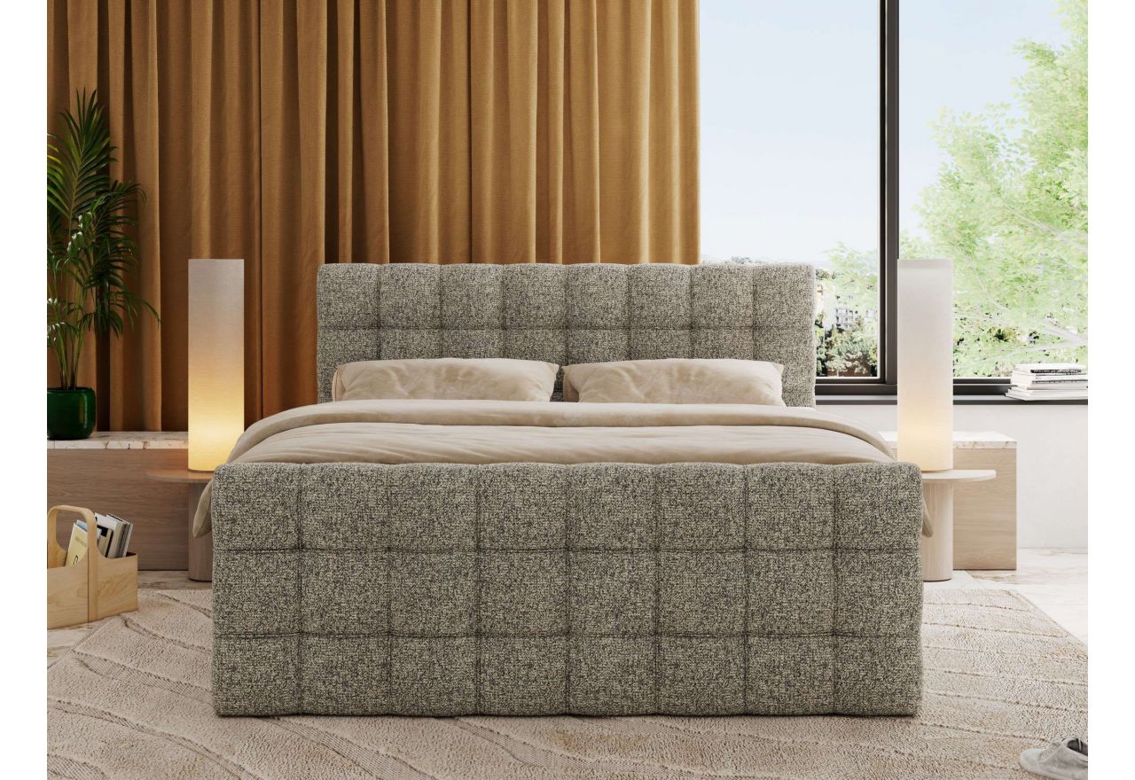 Łóżko kontynentalne - ALTIVO KING DUO - 160x200 - H3 - szary, struktura