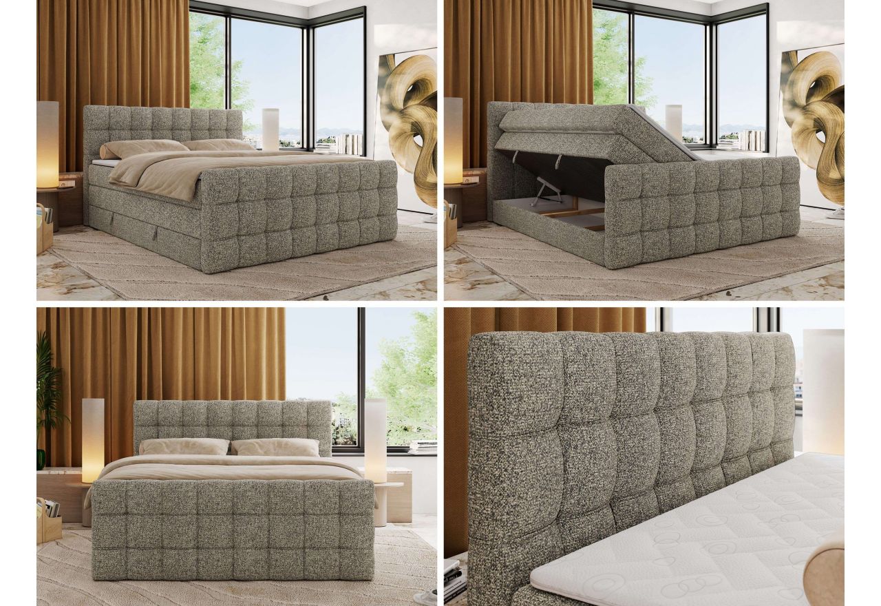 Łóżko kontynentalne - ALTIVO KING DUO - 200x200 - H3 - szary, struktura