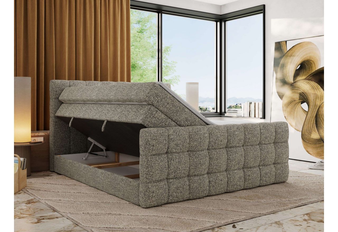 Łóżko kontynentalne - ALTIVO KING DUO - 140x200 - H4 - szary, struktura