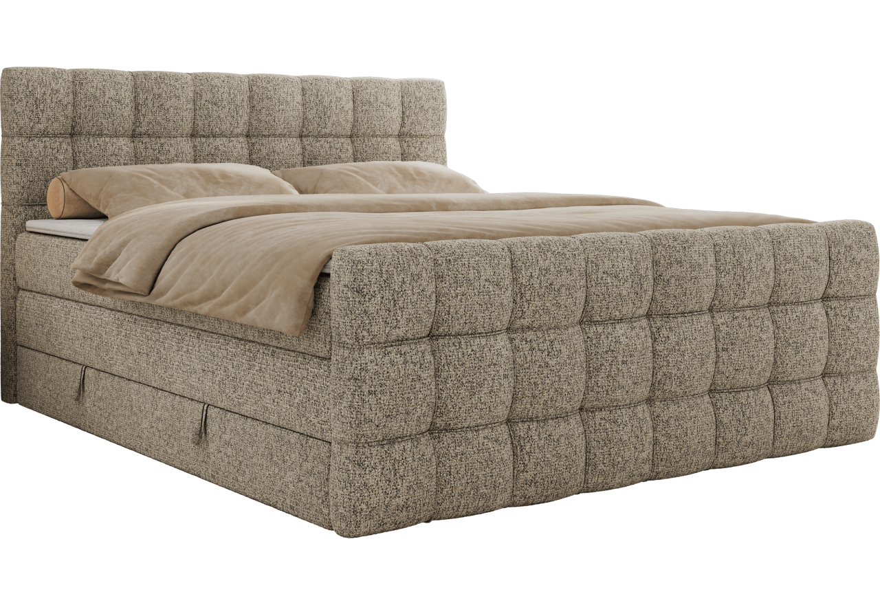 Łóżko kontynentalne - ALTIVO KING DUO - 120x200 - H3 - ciemnobeżowy, struktura