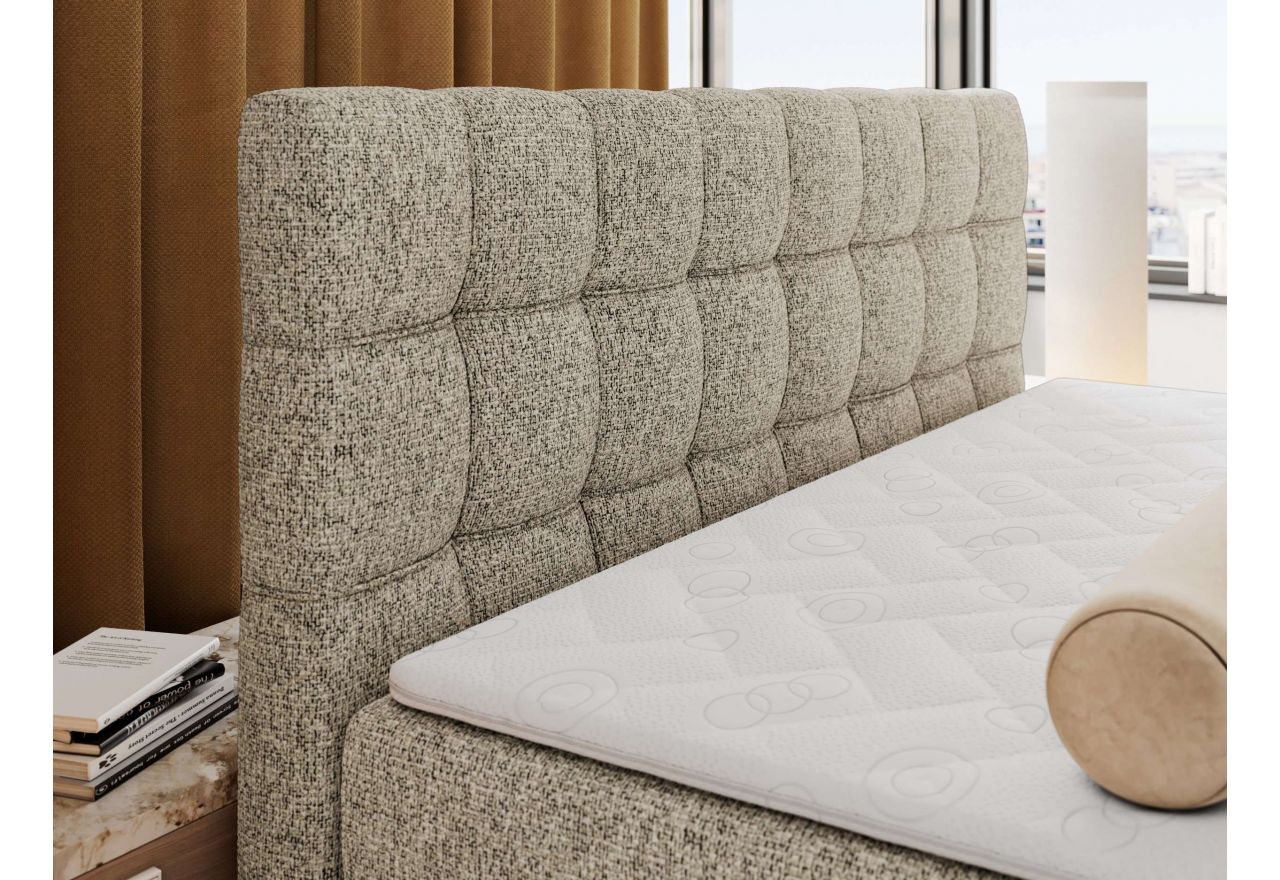 Łóżko kontynentalne - ALTIVO KING DUO - 140x200 - H3 - ciemnobeżowy, struktura