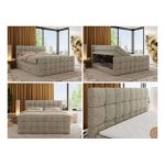 Łóżko kontynentalne - ALTIVO KING DUO - 160x200 - H3 - ciemnobeżowy, struktura