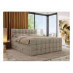 Łóżko kontynentalne - ALTIVO KING DUO - 180x200 - H3 - ciemnobeżowy, struktura