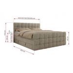 Łóżko kontynentalne - ALTIVO KING DUO - 200x200 - H3 - ciemnobeżowy, struktura