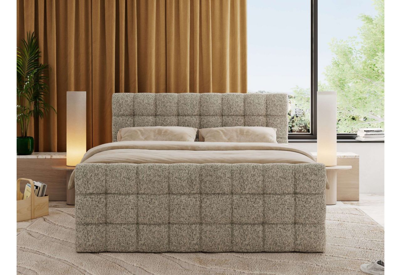 Łóżko kontynentalne - ALTIVO KING DUO - 200x200 - H3 - ciemnobeżowy, struktura