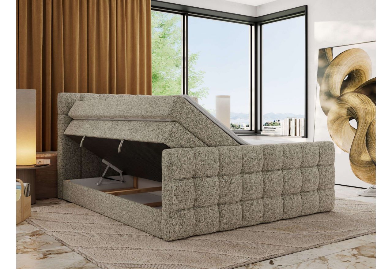 Łóżko kontynentalne - ALTIVO KING DUO - 200x200 - H3 - ciemnobeżowy, struktura