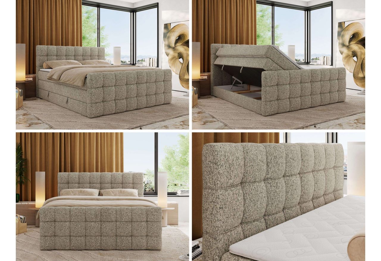 Łóżko kontynentalne - ALTIVO KING DUO - 120x200 - H4 - ciemnobeżowy, struktura