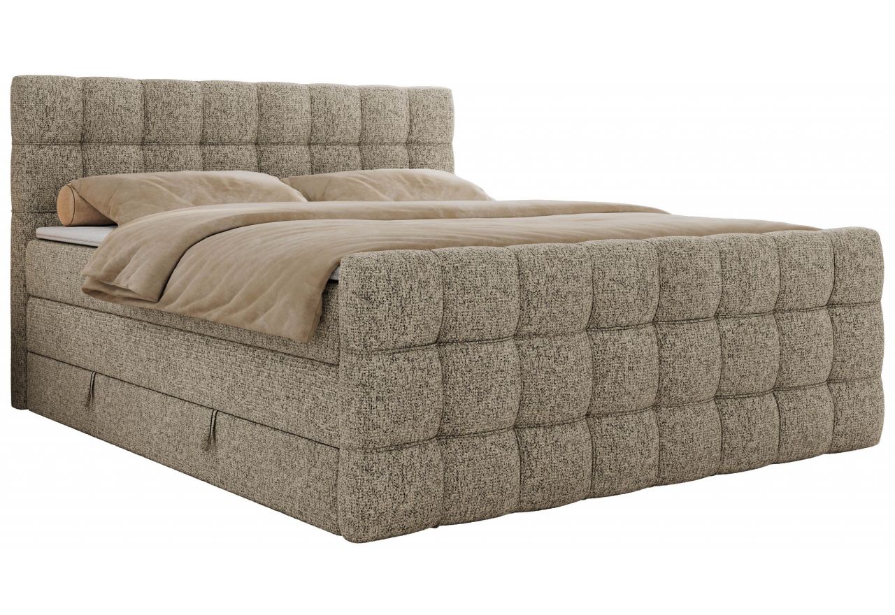 Łóżko kontynentalne - ALTIVO KING DUO - 120x200 - H4 - ciemnobeżowy, struktura