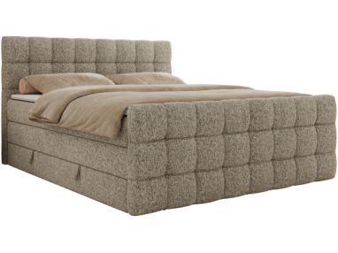 Łóżko kontynentalne - ALTIVO KING DUO - 160x200 - H4 - ciemnobeżowy, struktura