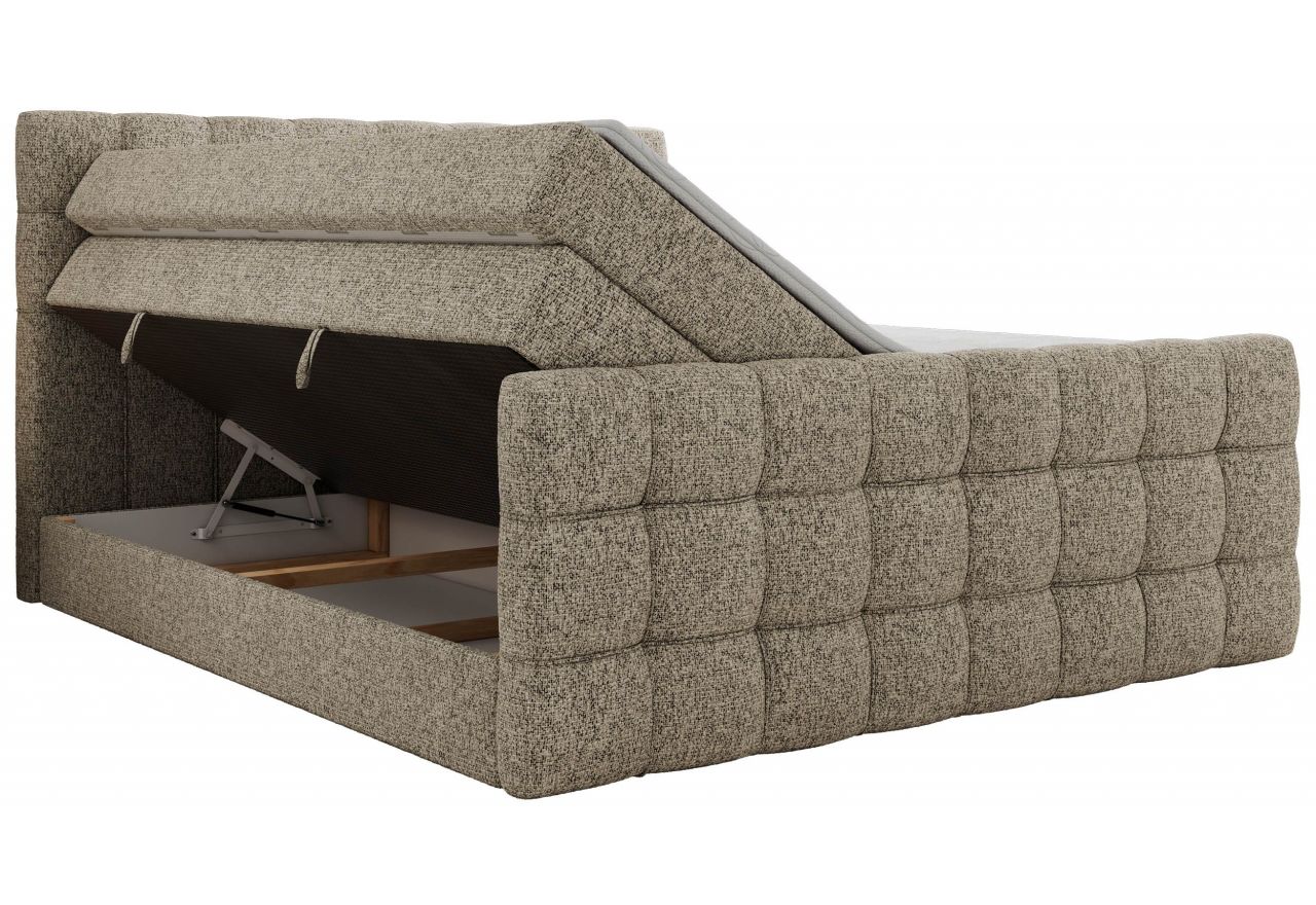 Łóżko kontynentalne - ALTIVO KING DUO - 160x200 - H4 - ciemnobeżowy, struktura