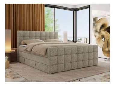 Łóżko kontynentalne - ALTIVO KING DUO - 180x200 - H4 - ciemnobeżowy, struktura