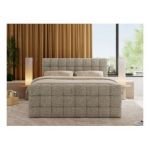 Łóżko kontynentalne - ALTIVO KING DUO - 200x200 - H4 - ciemnobeżowy, struktura