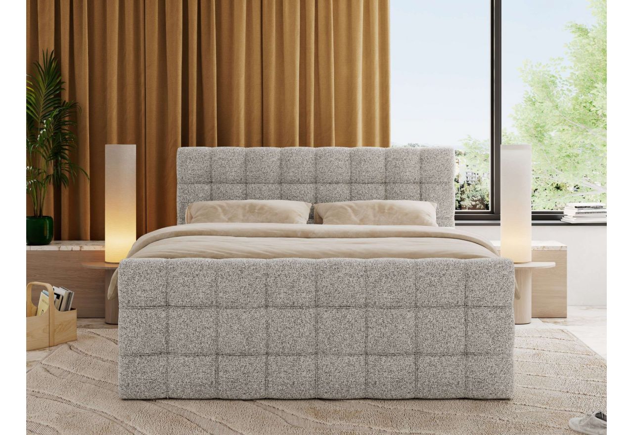 Łóżko kontynentalne - ALTIVO KING DUO - 120x200 - H3 - jasnoszary, struktura