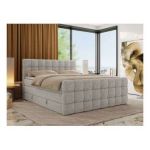 Łóżko kontynentalne - ALTIVO KING DUO - 180x200 - H3 - jasnoszary, struktura