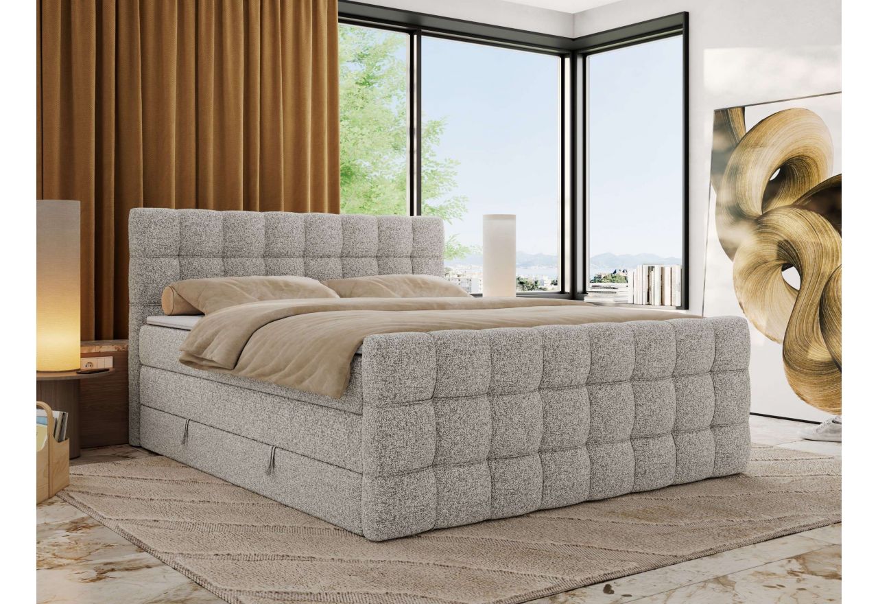 Łóżko kontynentalne - ALTIVO KING DUO - 200x200 - H3 - jasnoszary, struktura