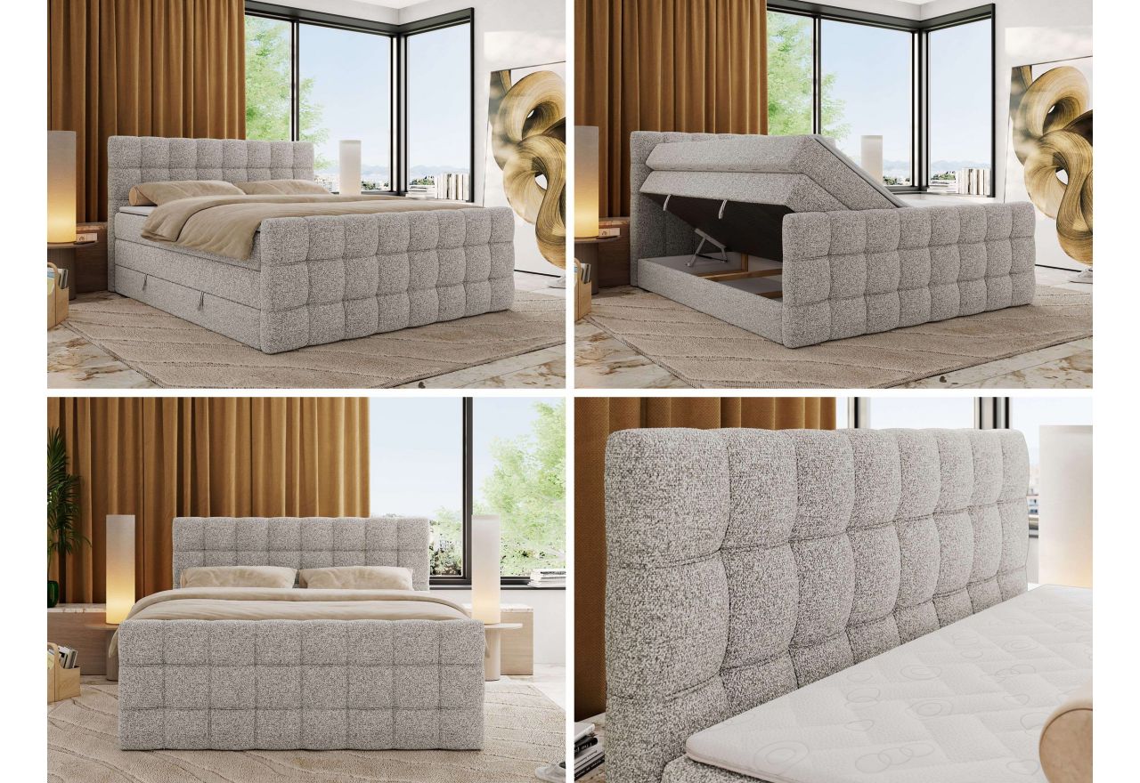 Łóżko kontynentalne - ALTIVO KING DUO - 200x200 - H3 - jasnoszary, struktura