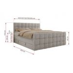 Łóżko kontynentalne - ALTIVO KING DUO - 120x200 - H4 - jasnoszary, struktura