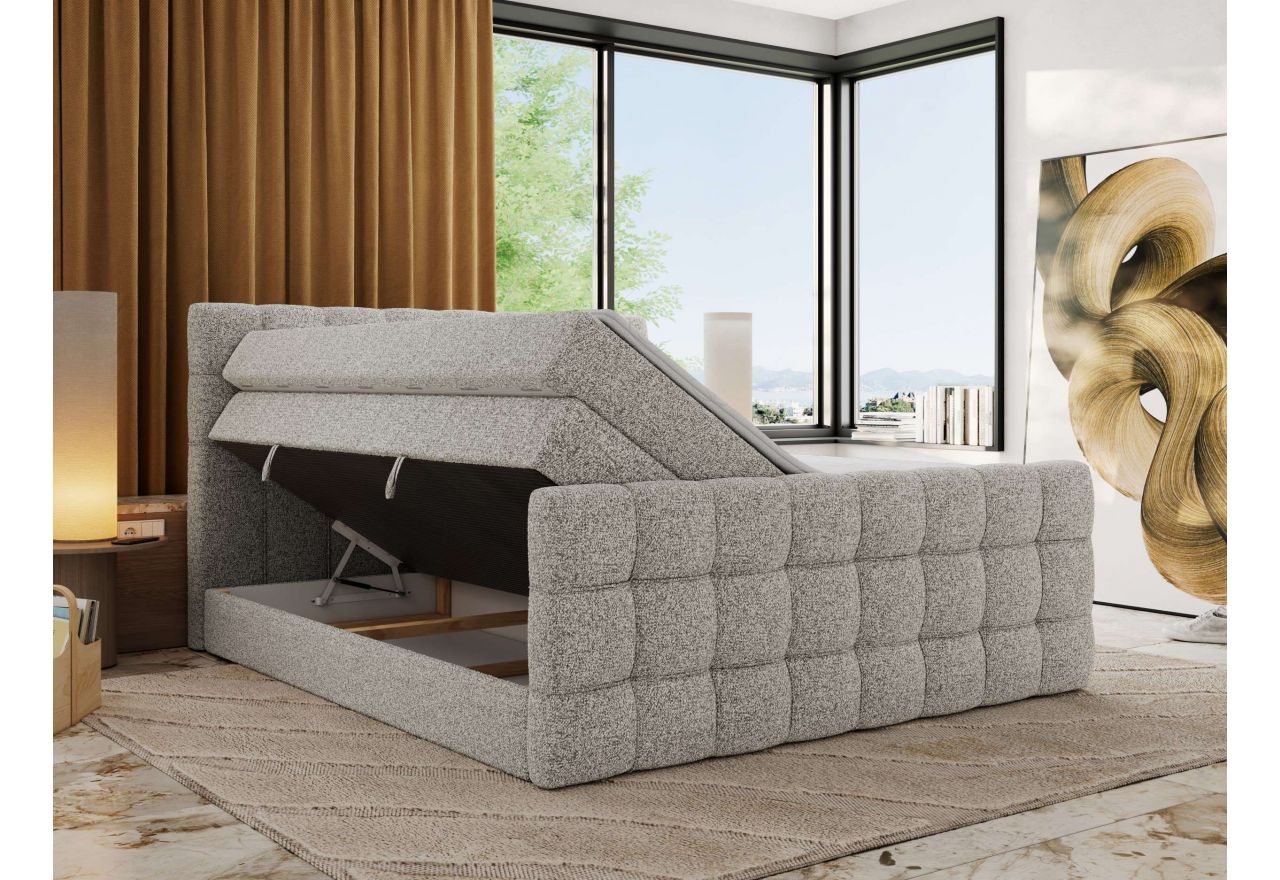 Łóżko kontynentalne - ALTIVO KING DUO - 160x200 - H4 - jasnoszary, struktura