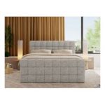 Łóżko kontynentalne - ALTIVO KING DUO - 180x200 - H4 - jasnoszary, struktura