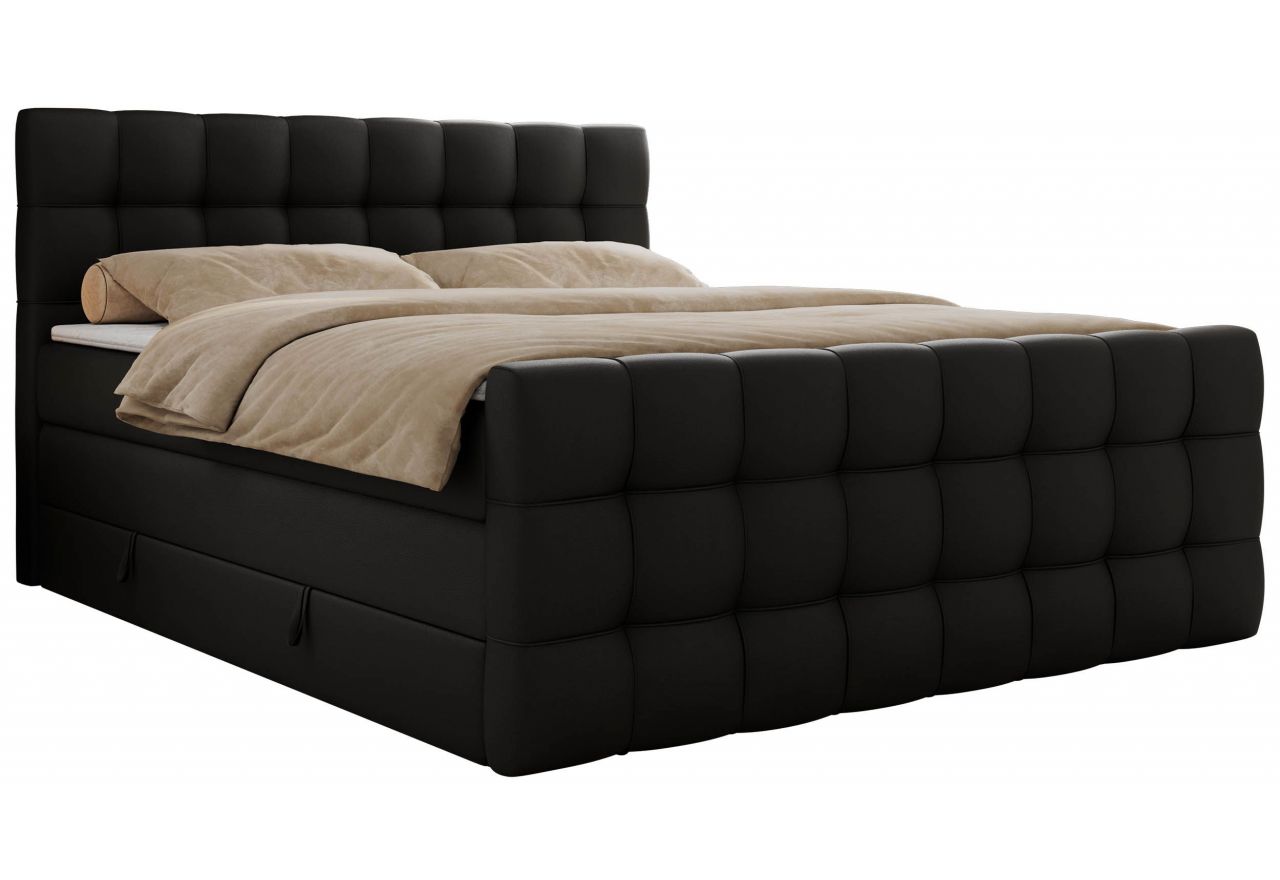 Łóżko kontynentalne - ALTIVO KING DUO - 160x200 - H3 - czarny, ekoskóra