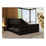 Łóżko kontynentalne - ALTIVO KING DUO - 180x200 - H3 - czarny, ekoskóra