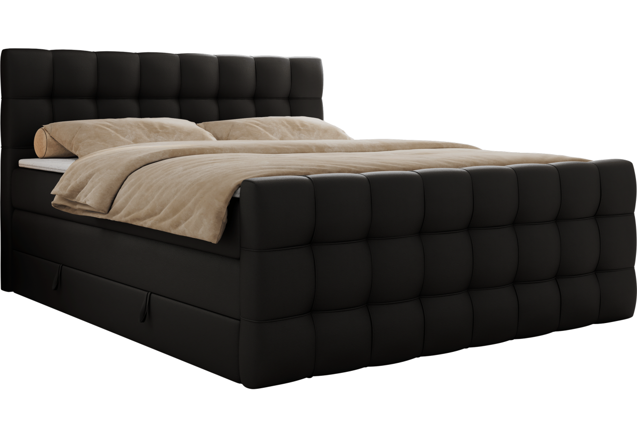 Łóżko kontynentalne - ALTIVO KING DUO - 200x200 - H3 - czarny, ekoskóra