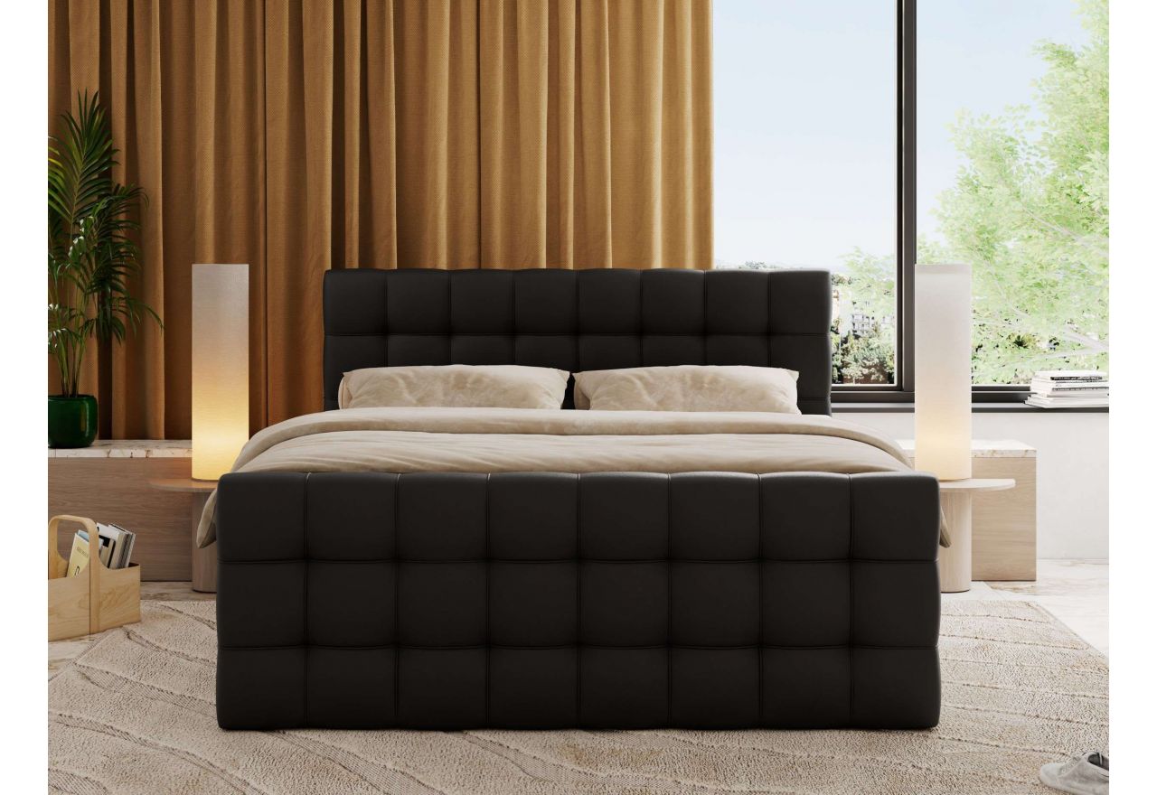 Łóżko kontynentalne - ALTIVO KING DUO - 200x200 - H3 - czarny, ekoskóra