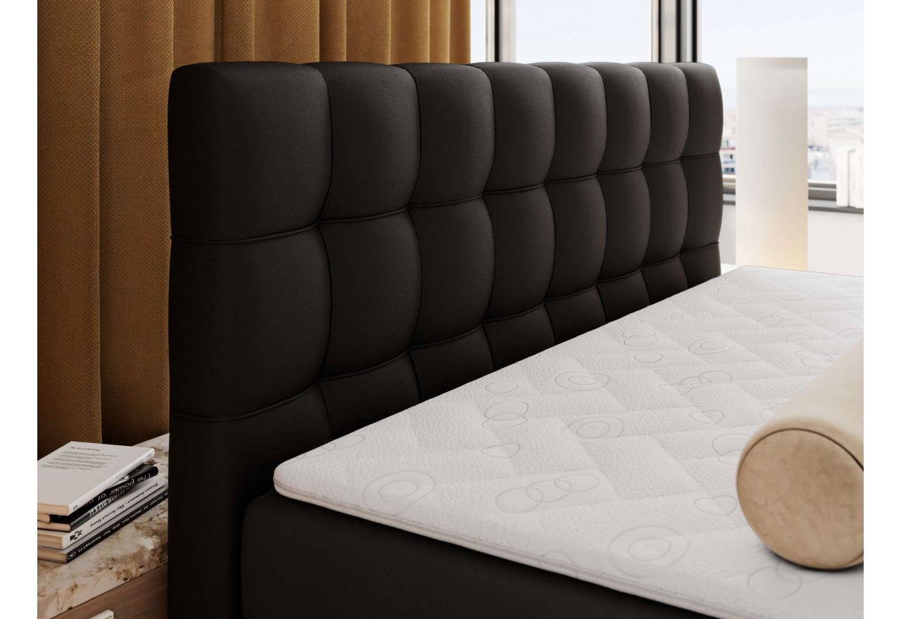 Łóżko kontynentalne - ALTIVO KING DUO - 200x200 - H3 - czarny, ekoskóra