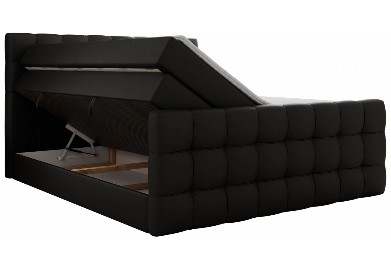 Łóżko kontynentalne - ALTIVO KING DUO - 120x200 - H4 - czarny, ekoskóra