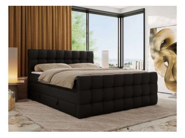 Łóżko kontynentalne - ALTIVO KING DUO - 160x200 - H4 - czarny, ekoskóra