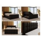 Łóżko kontynentalne - ALTIVO KING DUO - 160x200 - H4 - czarny, ekoskóra