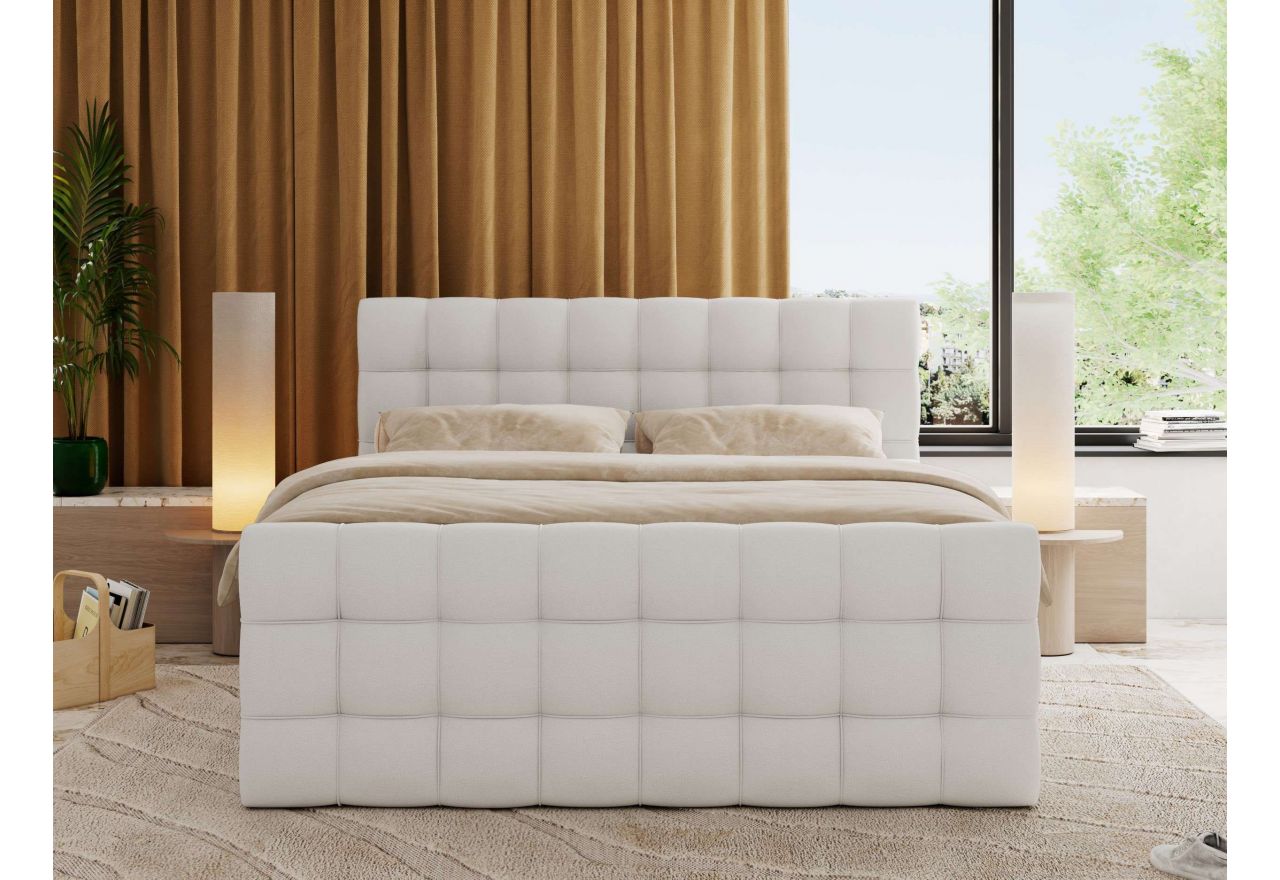 Łóżko kontynentalne - ALTIVO KING DUO - 140x200 - H3 - biały, ekoskóra