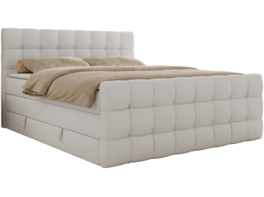 Łóżko kontynentalne - ALTIVO KING DUO - 160x200 - H3 - biały, ekoskóra