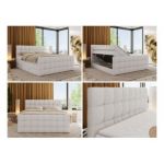 Łóżko kontynentalne - ALTIVO KING DUO - 160x200 - H3 - biały, ekoskóra