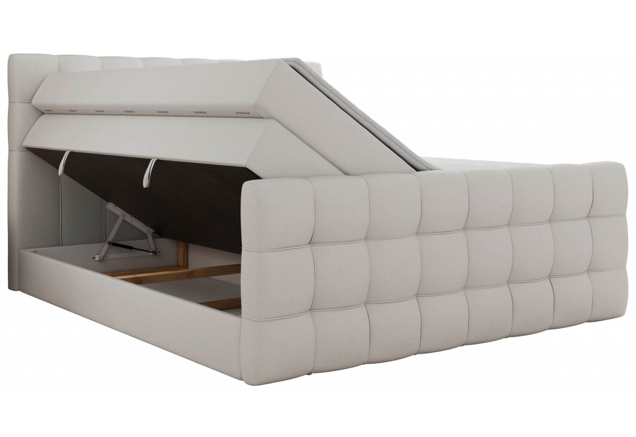 Łóżko kontynentalne - ALTIVO KING DUO - 160x200 - H3 - biały, ekoskóra