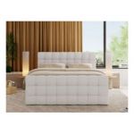 Łóżko kontynentalne - ALTIVO KING DUO - 120x200 - H4 - biały, ekoskóra