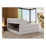 Łóżko kontynentalne - ALTIVO KING DUO - 180x200 - H4 - biały, ekoskóra