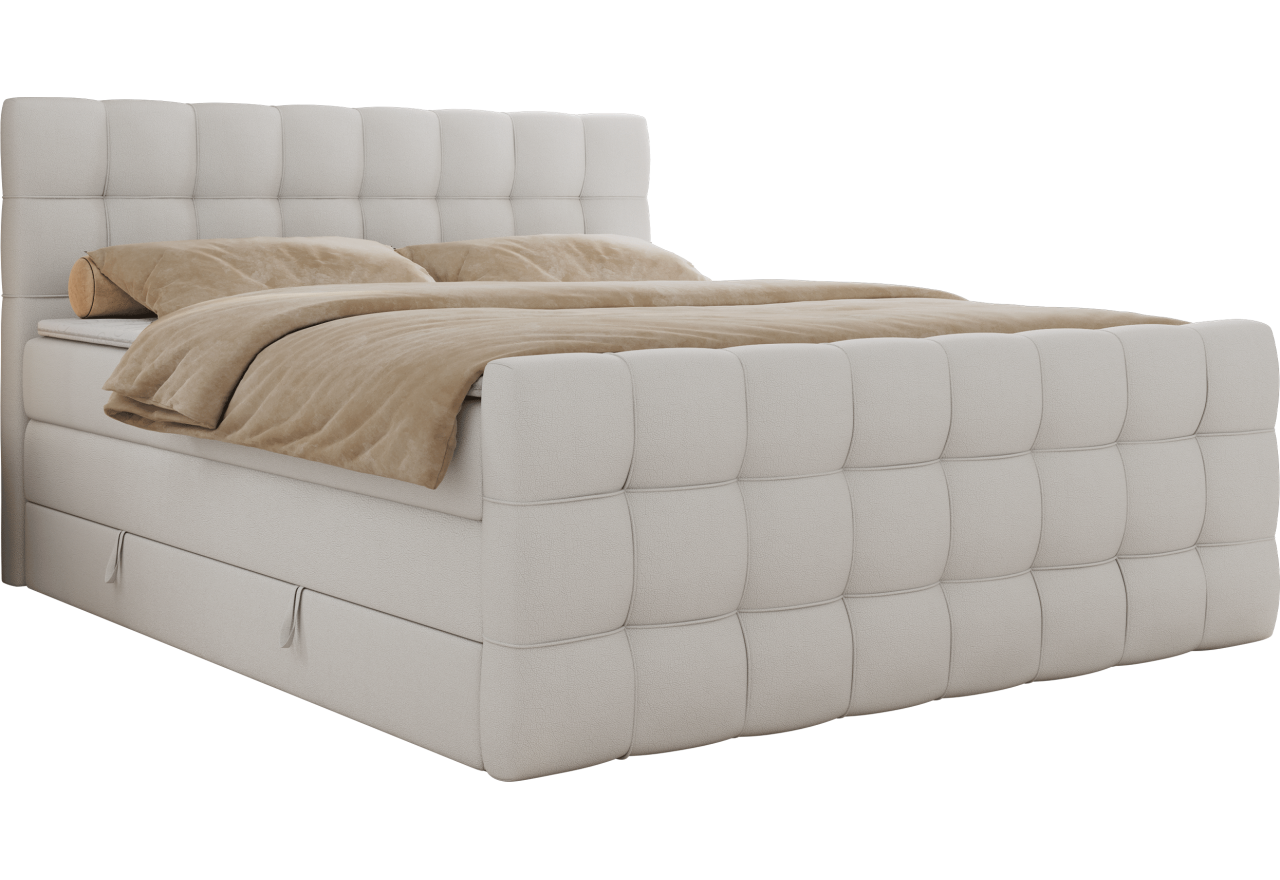 Łóżko kontynentalne - ALTIVO KING DUO - 200x200 - H4 - biały, ekoskóra