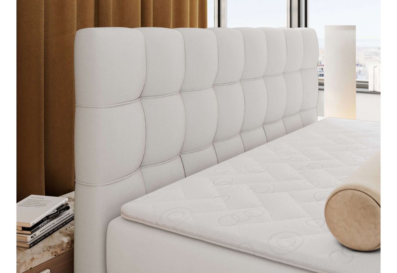 Łóżko kontynentalne - ALTIVO KING DUO - 200x200 - H4 - biały, ekoskóra