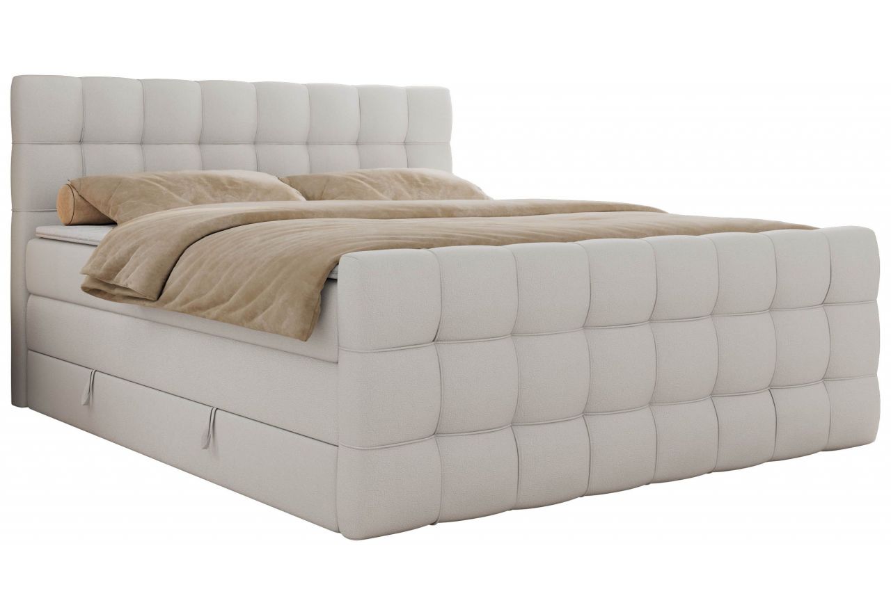 Łóżko kontynentalne - ALTIVO KING DUO - 200x200 - H4 - biały, ekoskóra