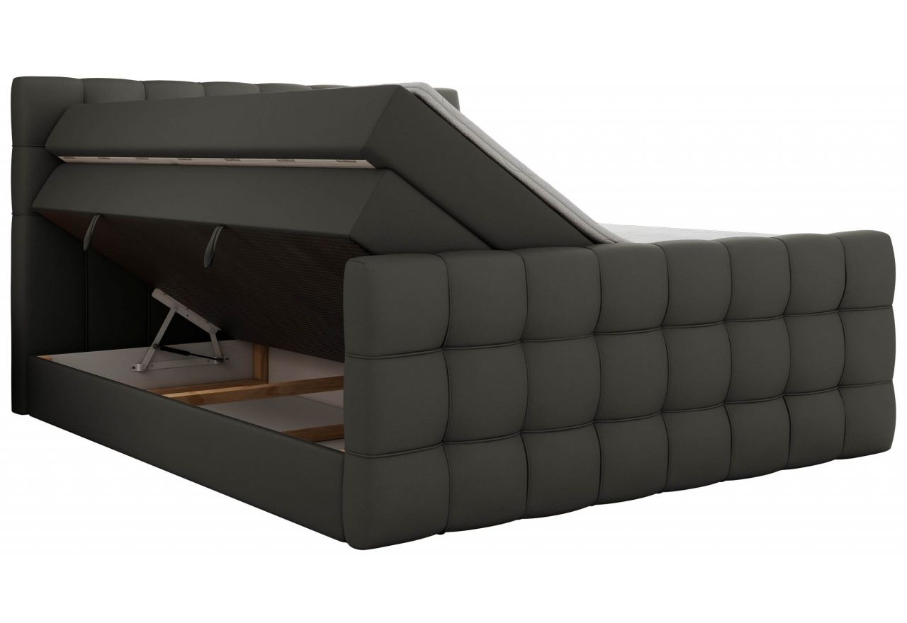 Łóżko kontynentalne - ALTIVO KING DUO - 160x200 - H3 - szary, ekoskóra