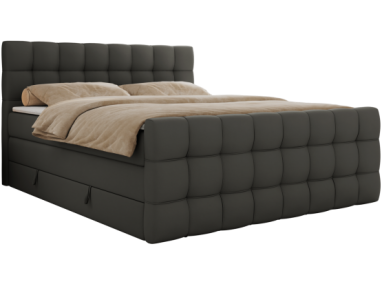 Łóżko kontynentalne - ALTIVO KING DUO - 180x200 - H3 - szary, ekoskóra