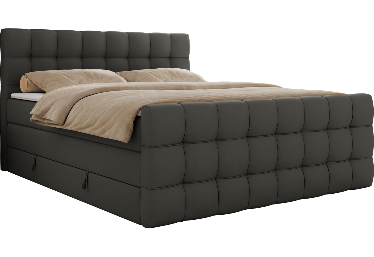 Łóżko kontynentalne - ALTIVO KING DUO - 200x200 - H3 - szary, ekoskóra